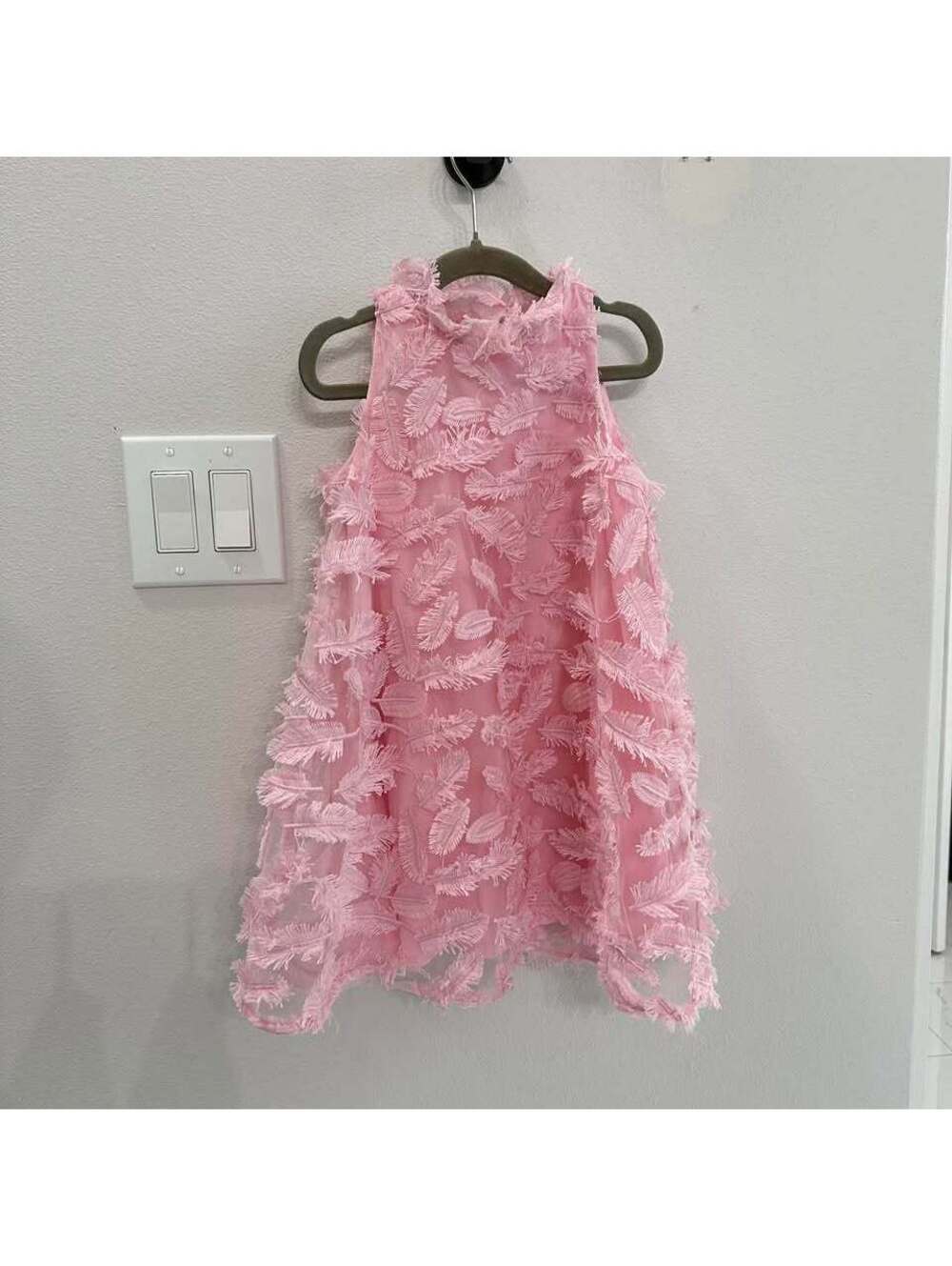janie and jack pink feather fringe girl’s toddler dress size 4